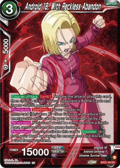 Android 18 With Reckless Abandon EX21-03 5th Anniversary Set Dragonball Super card