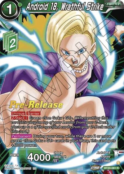 Android 18 Wrathful Strike BT20-061 Power Absorbed Pre-Release Cards Dragonball Super card