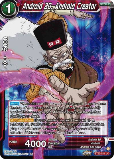 Android 20 Android Creator Foil BT23-031 Perfect Combination Dragonball Super card