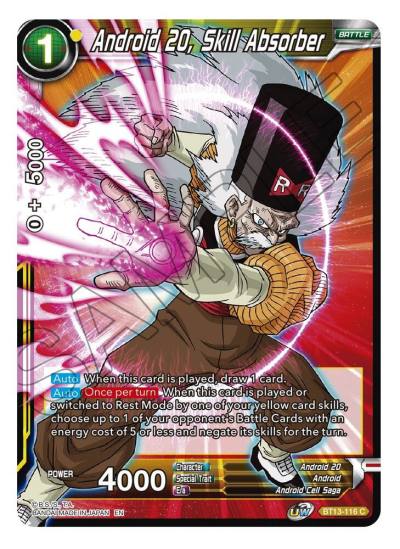Android 20 Skill Absorber BT13-116 Supreme Rivalry Dragonball Super card