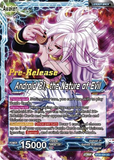 Android 21 Android 21 the Nature of Evil BT20-024 Power Absorbed Pre-Release Cards Dragonball Super card