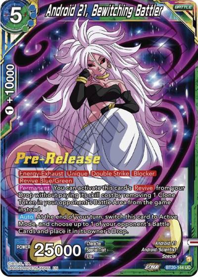 Android 21 Bewitching Battler BT20-144 Power Absorbed Pre-Release Cards Dragonball Super card