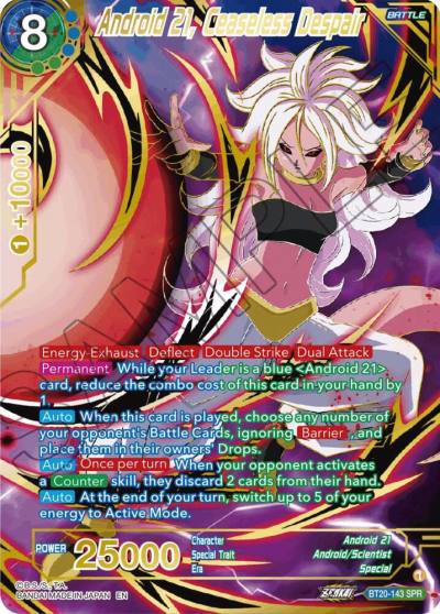 Android 21 Ceaseless Despair SPR BT20-143 Power Absorbed Dragonball Super card