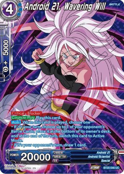 Android 21 Wavering Will Silver Foil BT20-046 Power Absorbed Dragonball Super card