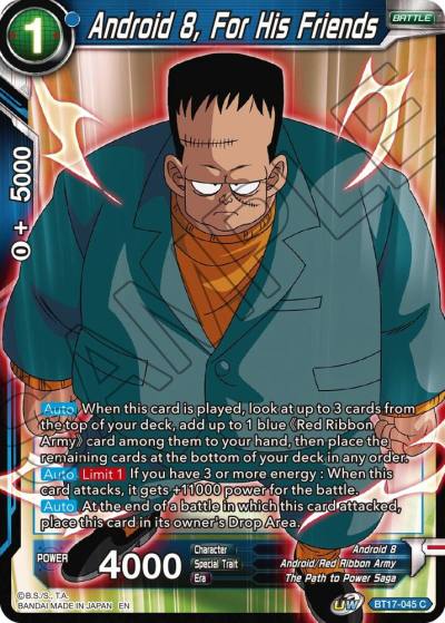 Android 8 For His Friends BT17-045 Ultimate Squad Dragonball Super card