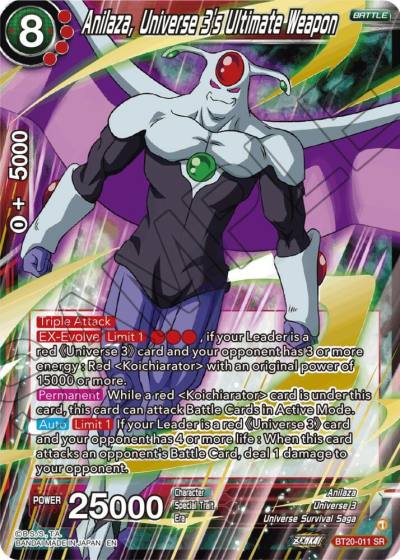 Anilaza Universe 3s Ultimate Weapon BT20-011 Power Absorbed Dragonball Super card