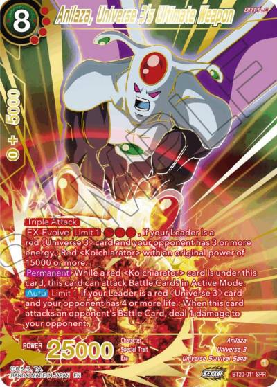 Anilaza Universe 3s Ultimate Weapon SPR BT20-011 Power Absorbed Dragonball Super card