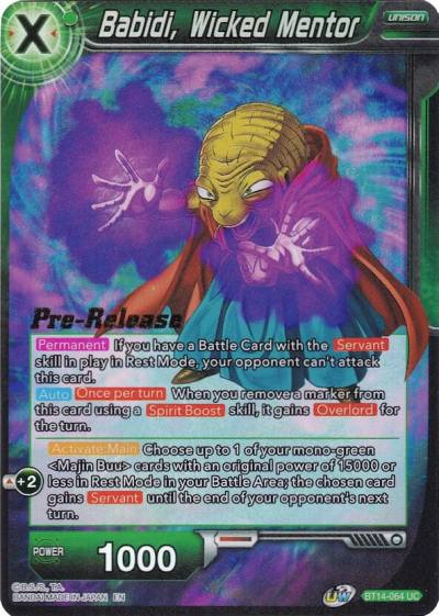 Babidi Wicked Mentor BT14-064 Cross Spirits Pre-Release Cards Dragonball Super card