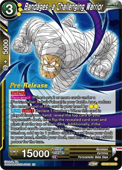 Bandages a Challenging Warrior BT22-103 Critical Blow Pre-Release Cards Dragonball Super card