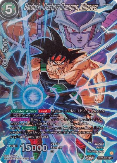 Bardock Destiny Changing Willpower SPR BT27-095 History of Z Dragonball Super card