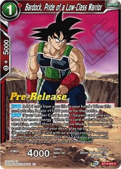 Bardock Pride of a Low Class Warrior BT13-005 Supreme Rivalry Pre-Release Cards Dragonball Super card