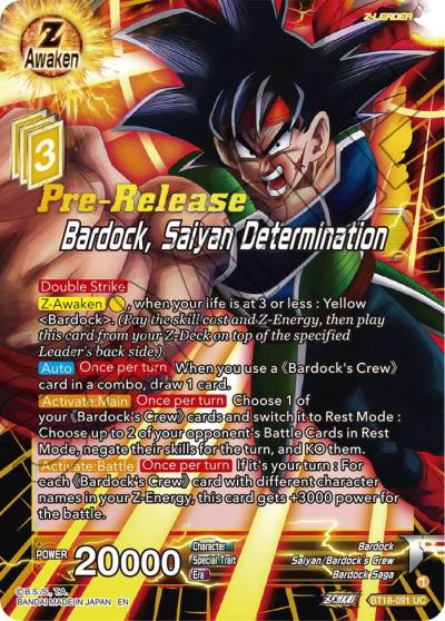Bardock Saiyan Determination BT18-091 Dawn of the Z-Legends Pre-Release Cards Dragonball Super card