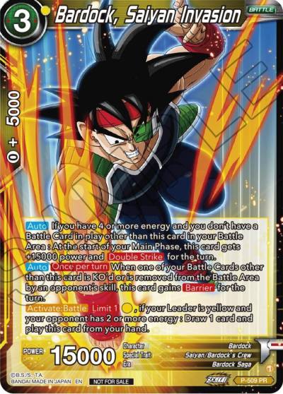 Bardock Saiyan Invasion Zenkai Series Tournament Pack Vol4 P-509 Tournament Promotion Cards Dragonball Super card