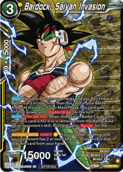 Bardock Saiyan Invasion Zenkai Series Tournament Pack Vol4 Winner P-509 Tournament Promotion Cards Dragonball Super card