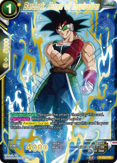 Bardock Surge of Inspiration Gold Stamped P-204 Mythic Booster Dragonball Super card