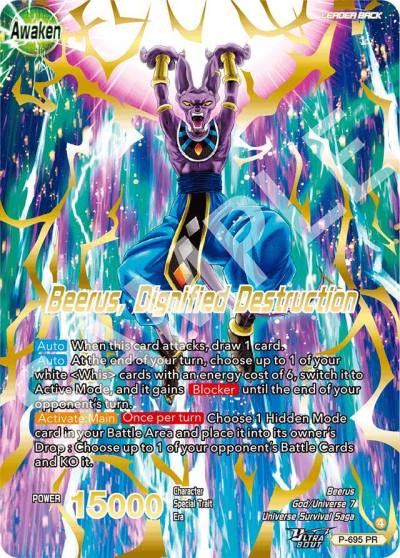 Beerus Beerus Dignified Destruction Gold Stamped P-695 Promotion Cards Dragonball Super card