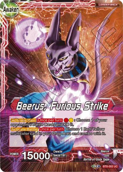 Beerus Beerus Furious Strike Foil BT8-002 Malicious Machinations Dragonball Super card