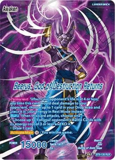 Beerus Beerus God of Destruction Returns BT9-126 Universal Onslaught Dragonball Super card