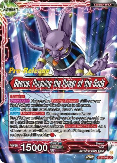 Beerus Beerus Pursuing the Power of the Gods BT24-002 Beyond Generations Pre-Release Cards Dragonball Super card