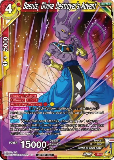 Beerus Divine Destroyers Advent Zenkai Series Tournament Pack Vol2 P-452 Tournament Promotion Cards Dragonball Super card