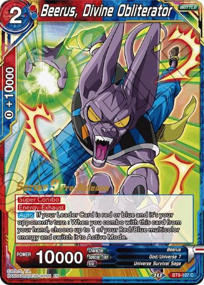 Beerus Divine Obliterator BT9-107 Universal Onslaught Pre-Release Cards Dragonball Super card