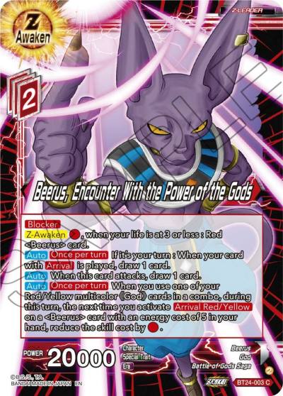 Beerus Encounter With the Power of the Gods BT24-003 Beyond Generations Dragonball Super card