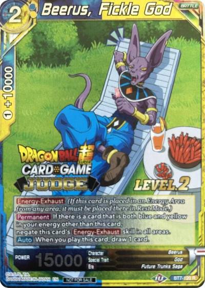 Beerus Fickle God Level 2 BT7-120 Judge Promotion Cards Dragonball Super card