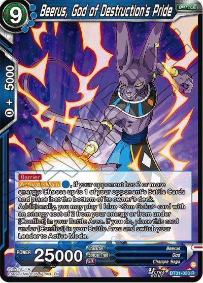 Beerus God of Destructions Pride BT31-033 Impact Beyond Dimensions Dragonball Super card