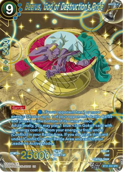 Beerus God of Destructions Pride SPR BT31-033 Impact Beyond Dimensions Dragonball Super card