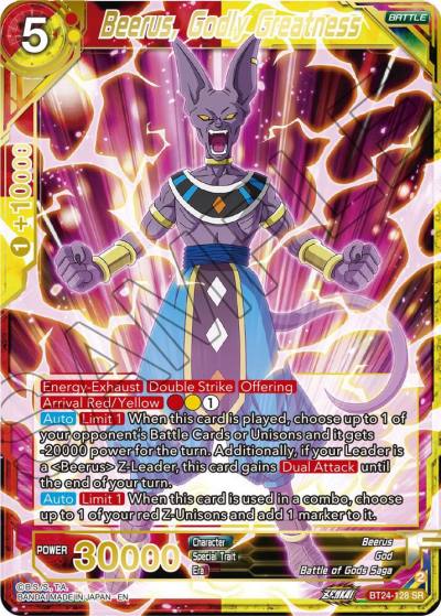 Beerus Godly Greatness BT24-128 Beyond Generations Dragonball Super card