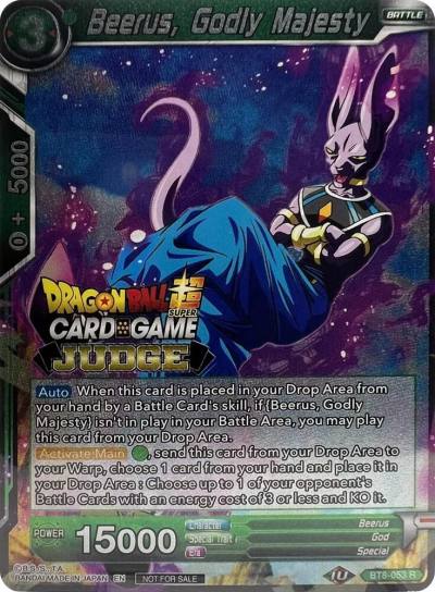 Beerus Godly Majesty BT8-053 Judge Promotion Cards Dragonball Super card