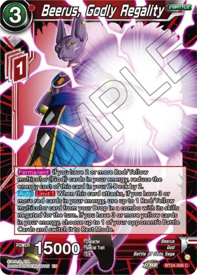 Beerus Godly Regality BT24-006 Beyond Generations Dragonball Super card