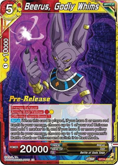 Beerus Godly Whims BT24-127 Beyond Generations Pre-Release Cards Dragonball Super card