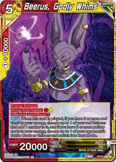 Beerus Godly Whims BT24-127 Beyond Generations Dragonball Super card
