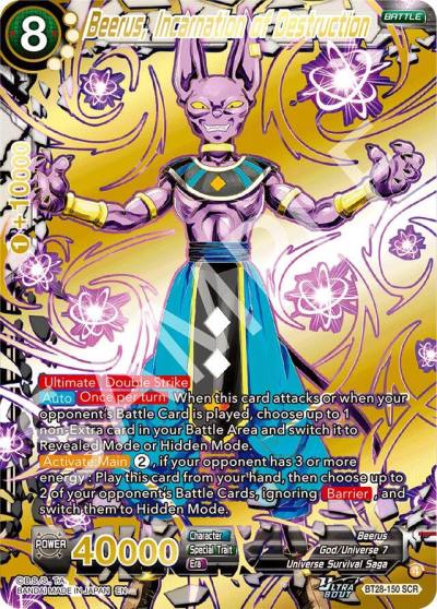 Beerus Incarnation of Destruction BT28-150 Prismatic Clash Dragonball Super card