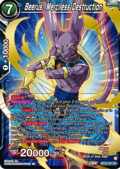 Beerus Merciless Destruction BT22-051 Critical Blow Dragonball Super card