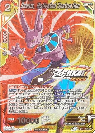 Beerus Motivated Destruction Event Pack 11 BT17-134 Tournament Promotion Cards Dragonball Super card