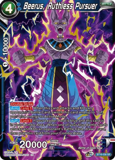 Beerus Ruthless Pursuer BT16-036 Realm of the Gods Dragonball Super card