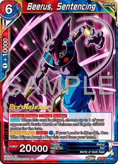 Beerus Sentencing BT27-114 History of Z Pre-Release Cards Dragonball Super card