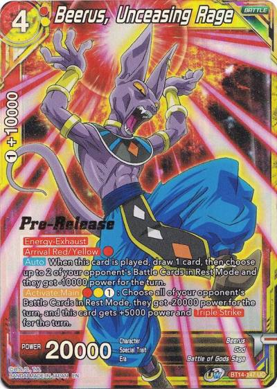 Beerus Unceasing Rage BT14-147 Cross Spirits Pre-Release Cards Dragonball Super card