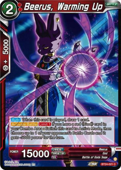 Beerus Warming Up BT24-021 Beyond Generations Dragonball Super card