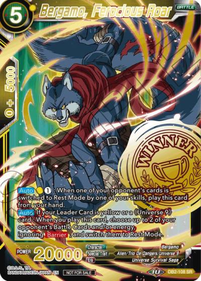 Bergamo Ferocious Roar Alternate Art Set 2021 Vol 3 DB2-108 Tournament Promotion Cards Dragonball Super card