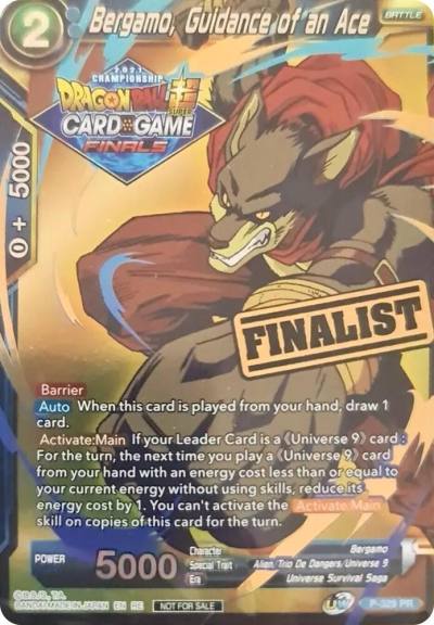 Bergamo Guidance of an Ace Championship 2021 Vault Set Finalist Gold Stamped P-329 Promotion Cards Dragonball Super card