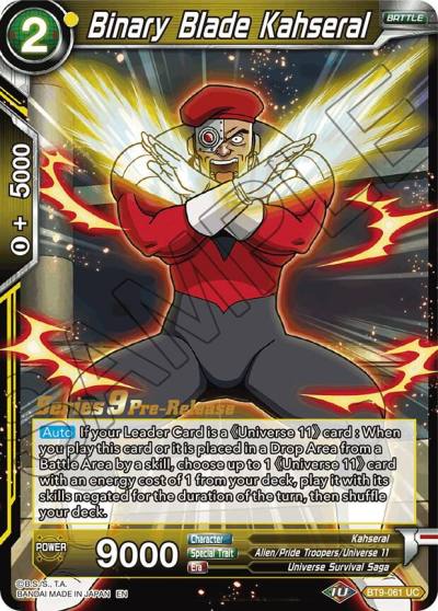 Binary Blade Kahseral BT9-061 Universal Onslaught Pre-Release Cards Dragonball Super card