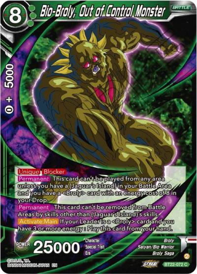 Bio Broly Out of Control Monster BT22-072 Critical Blow Dragonball Super card
