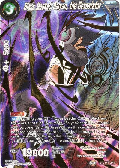 Black Masked Saiyan the Devastator SPR BT5-111 Miraculous Revival Dragonball Super card