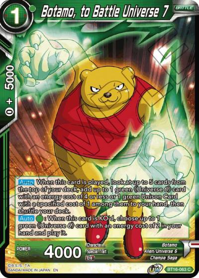 Botamo to Battle Universe 7 Foil BT16-063 Realm of the Gods Dragonball Super card
