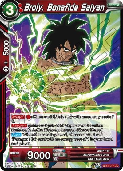 Broly Bonafide Saiyan Foil BT11-017 Vermilion Bloodline Dragonball Super card