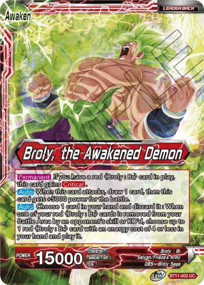 Broly Broly the Awakened Demon BT11-002 Vermilion Bloodline Dragonball Super card
