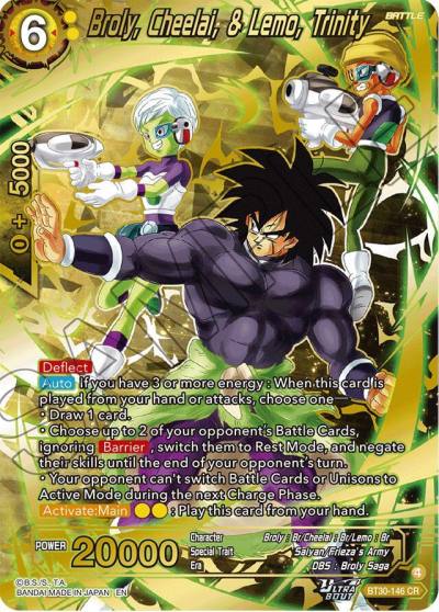 Broly Cheelai and Lemo Trinity BT30-146 Three Glorious Fighters Dragonball Super card